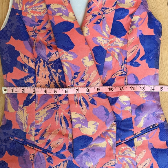 Elliat Pink, Blue & Purple Tropical floral print Sleeveless Blazer Mini Dress S - Picture 6 of 9